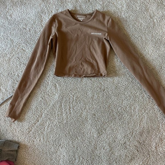 gold hinge Tops - Gold Hinge brown tight long sleeve size XS